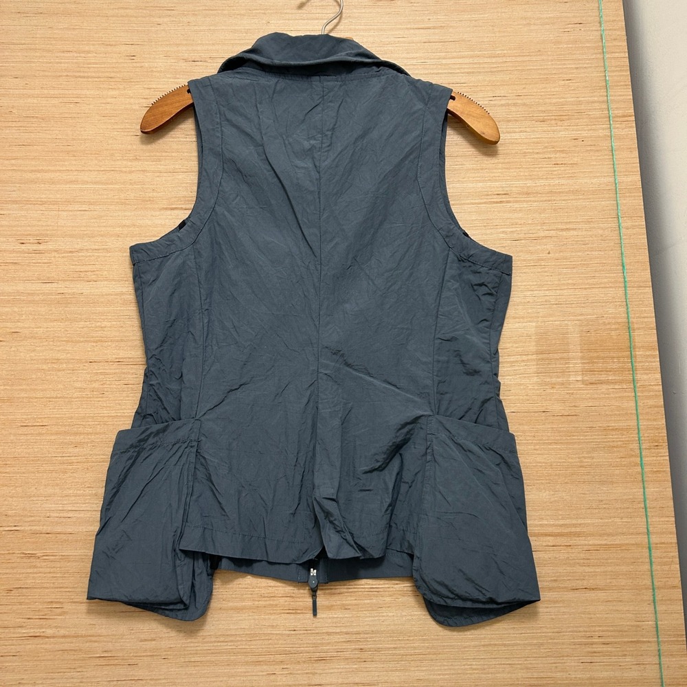 Porto San Francisco Gray Tech Fabric Zip Front Vest Cargo Pockets Size 2 - Picture 3 of 6
